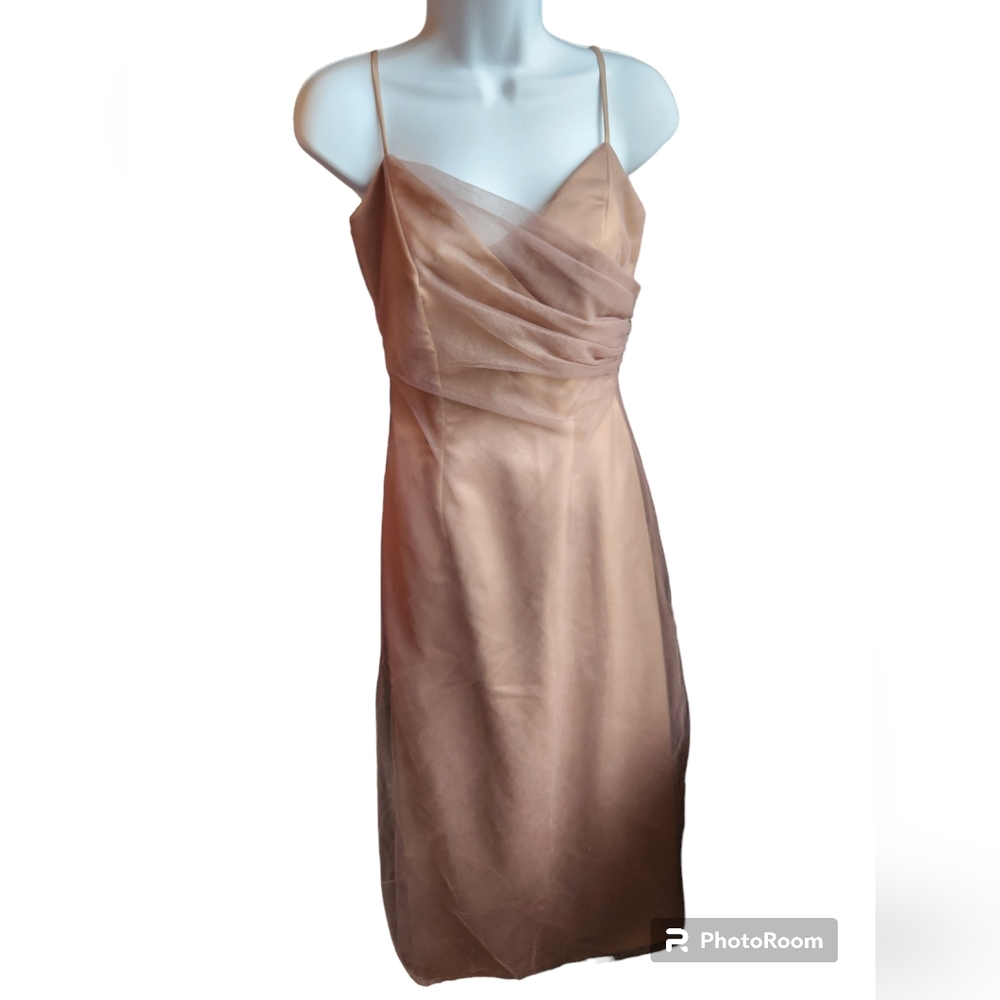 Watters & Watters Women's Dark Champagne Tulle Long Dress Size 2